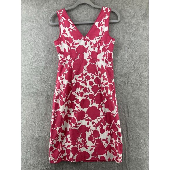 Boden Dress 4R Floral Pink Sheath V-Neck Sleeveless Midi Preppy Beach Resort - Picture 6 of 16